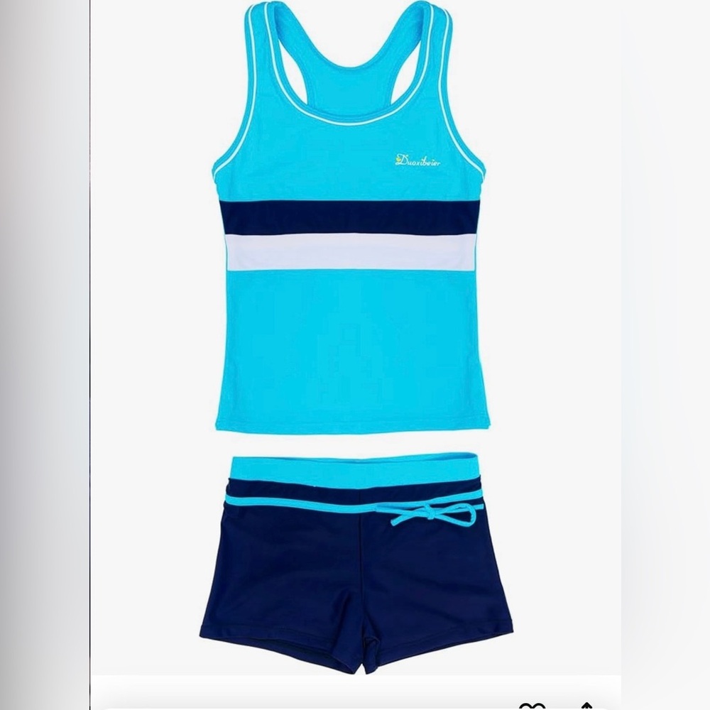 NEW - KABETY Girls plus size Summer Two Piece Boyshort Fashion Tankini Swimsuit